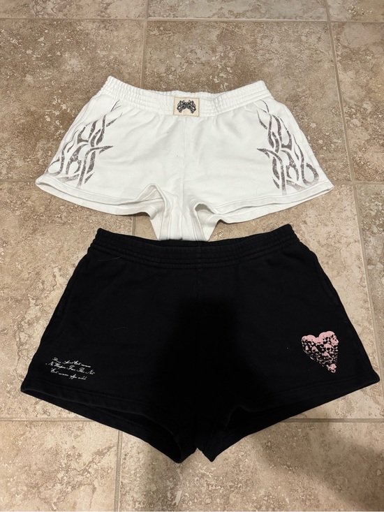 Darc Sport Pants - Darc Sport White Tribal & Black Heart Athletic Shorts Duo